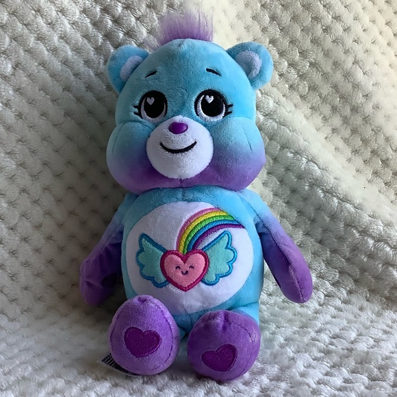 CARE BEAR Blue Purple Dream Bright Plush Bear w Rainbow Stuffed Animal Toy - Picture 2 of 12